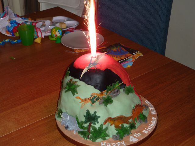 Dinosaurs and Volcano